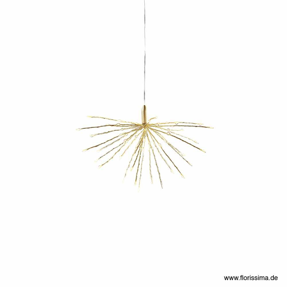 Sputnik Gold zum Hängen Tropfenhänger 60 LED Innenbereich – warmweiss – Ø 30 cm
