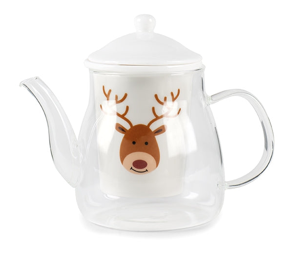 Baden Teekanne " Elch" aus Glas und Keramikeinsatz – Höhe 15 cm