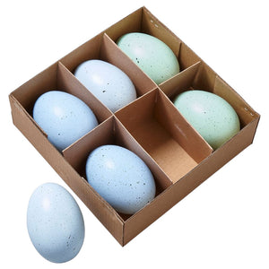 Set Ostereier / Natur Gänseeier / Ostern (6 Stück) – hellblau-blau – Höhe 8 cm
