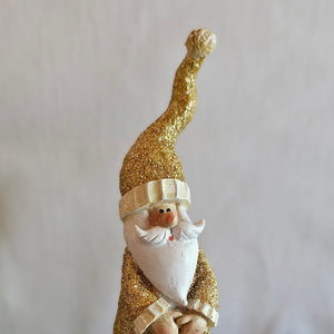 Nikolaus / Weihnachtsmann aus Polyresin / Figur / Aufsteller – gold – Höhe 19 cm