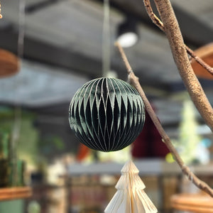 Christbaumkugel Set (6 Stück) Anhänger Papier/Pappe Kugel "Honeycomb" Weihnachtskugel – grün – Ø 8 cm