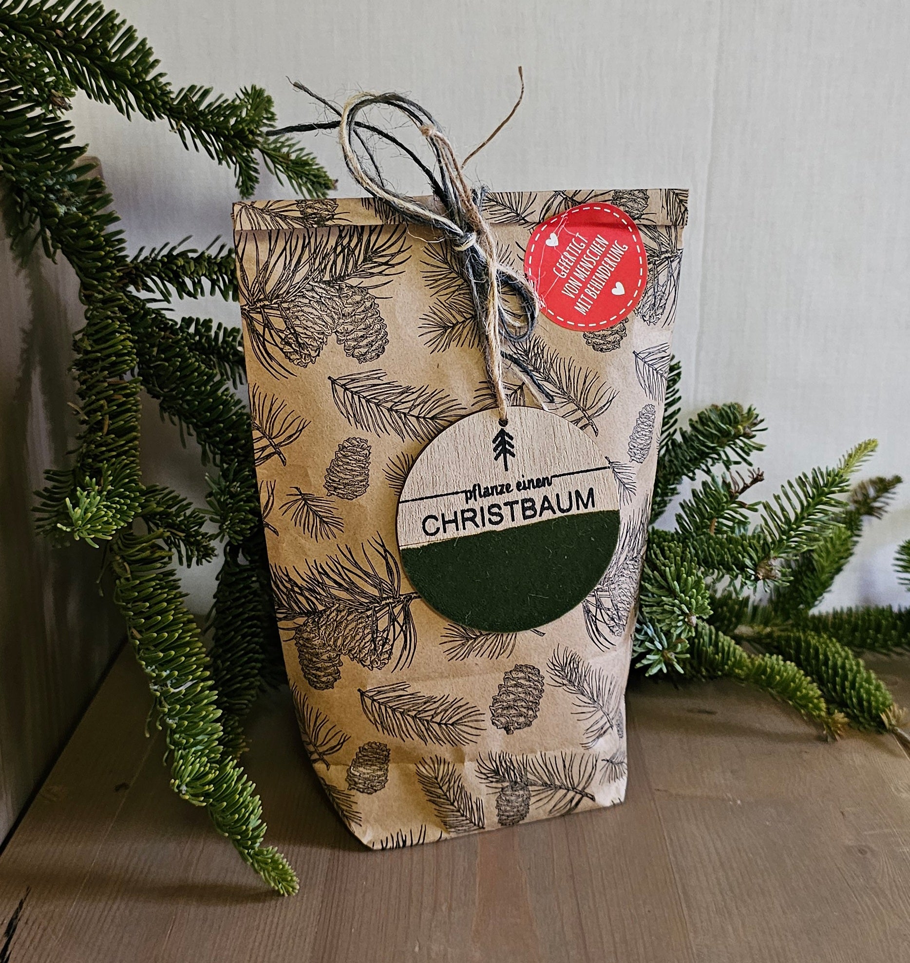 Wundertüte "Pflanze einen Christbaum" / Weihnachten / Geschenk – 14 x 22 cm – gefertigt von Menschen mit Behinderung