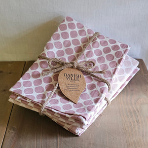 Geschirrtücher Set (2 Stück) Tupfen / Küchenwäsche Danish Ville Living – rosa-hellrosa – 65 x 45 cm