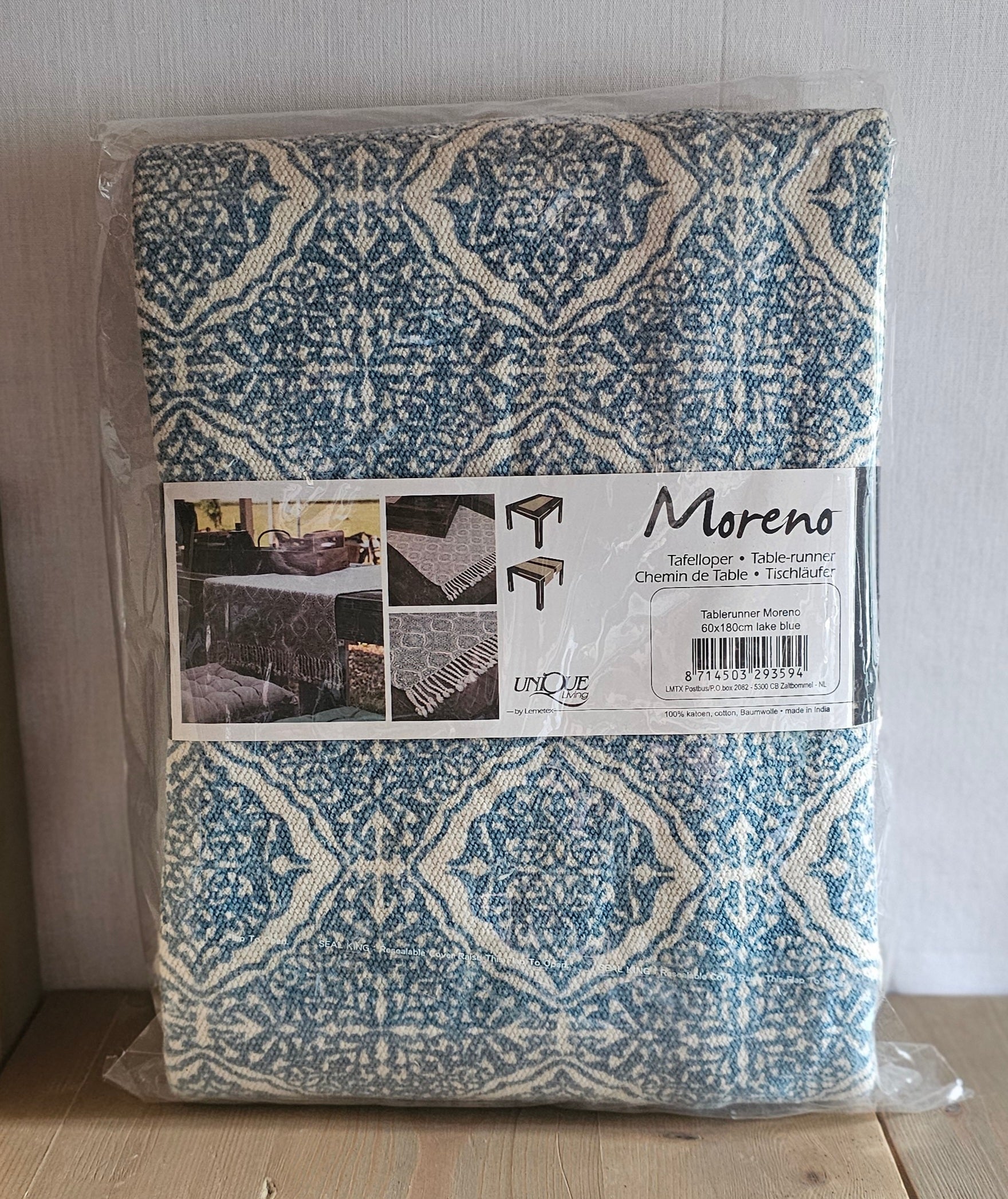 Tischläufer "Moreno" / Läufer / Tischläufer-Decke aus Baumwolle Unique Living – blau – 60 x 180 cm