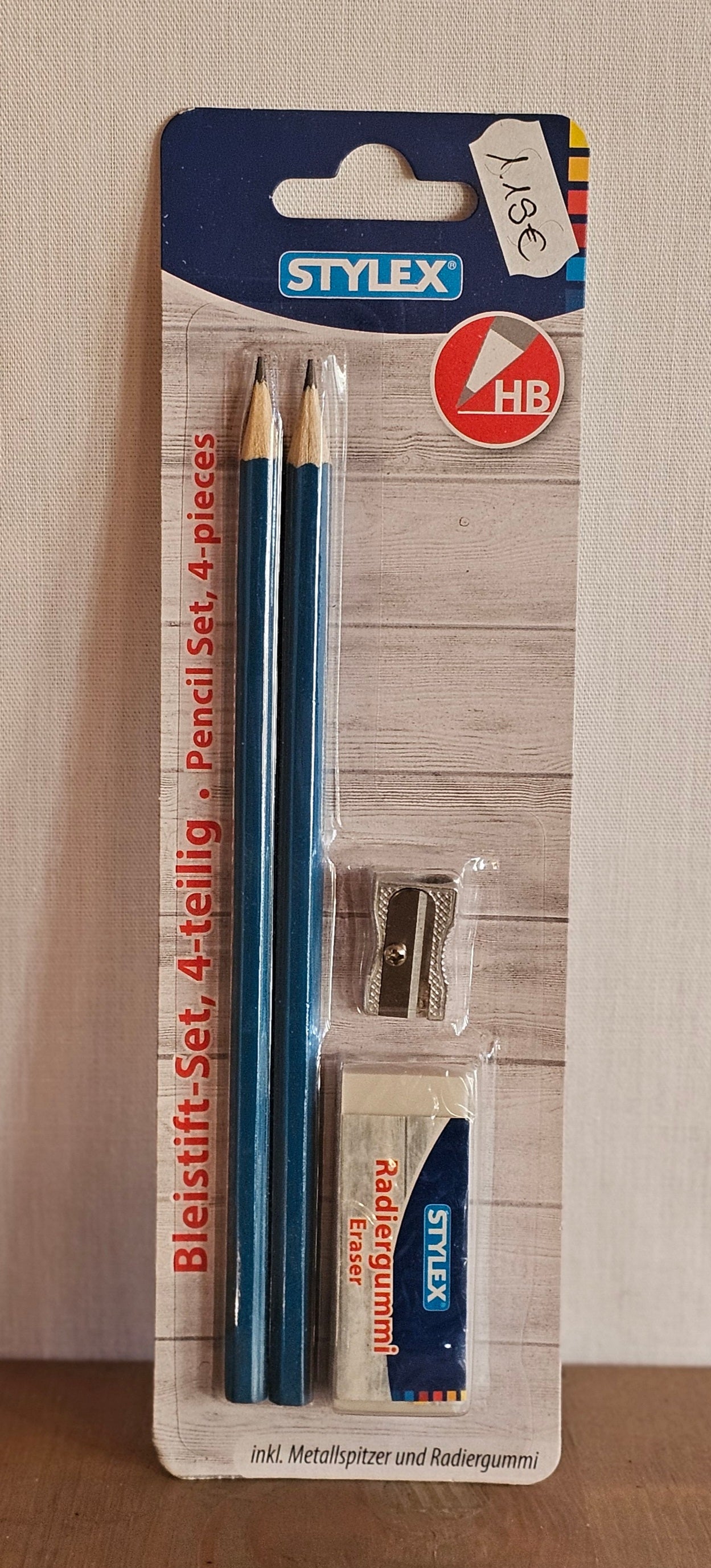 Stylex Bleistift-Set 4-teilig inkl. Metallspitzer und Radiergummi – HB