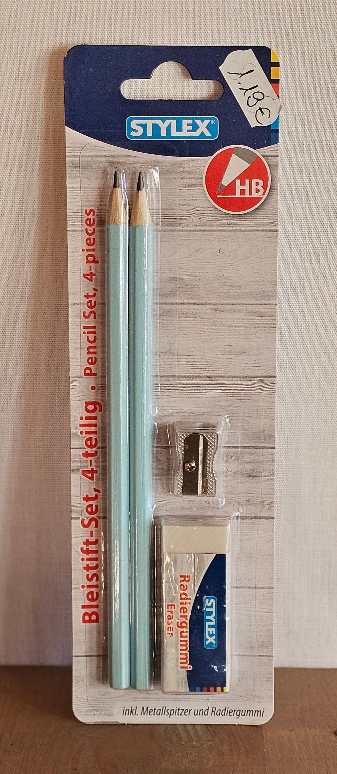 Stylex Bleistift-Set 4-teilig inkl. Metallspitzer und Radiergummi – HB