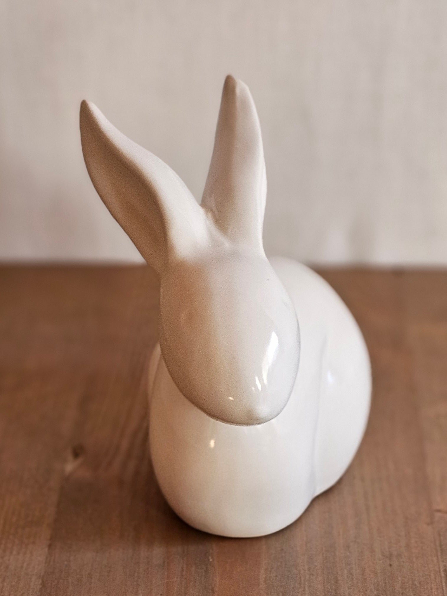 Keramik Hase "Tini-Weiss" / Aufsteller / Dekofigur / Dekohase / Ostern – weiss– Höhe 12 cm