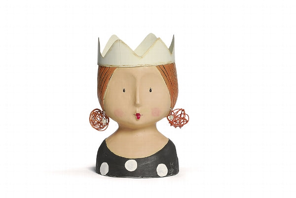 Baden Königin Kopf Lady "Frieda" Ladykopf / Gipskopf / Dekokopf aus Kunststoff – natur – Höhe 24 cm