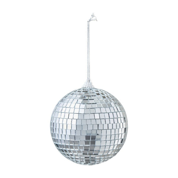 Anhänger Plastikkugel Kugel "Disco" Weihnachtskugel – silber – Ø 8 cm