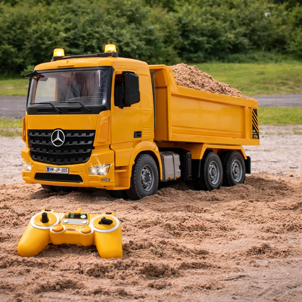 JA404940 Jamara Miniatur Kipper Mercedes Arocs mit Fernsteuerung – Maßstab 1:20 | 2,4 GHz Power