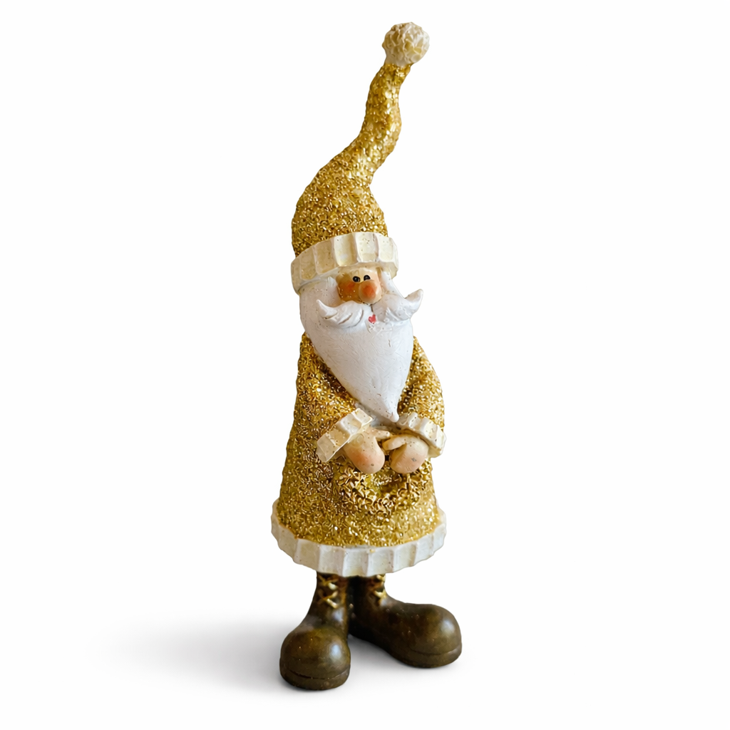 Nikolaus Weihnachtsmann Figur gold – Polyresin Deko Aufsteller 19 cm