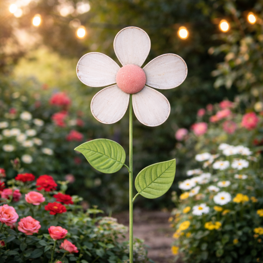 Metall Blumenstecker 58 cm – Pflanzenstecker Blume in verschiedenen Farben