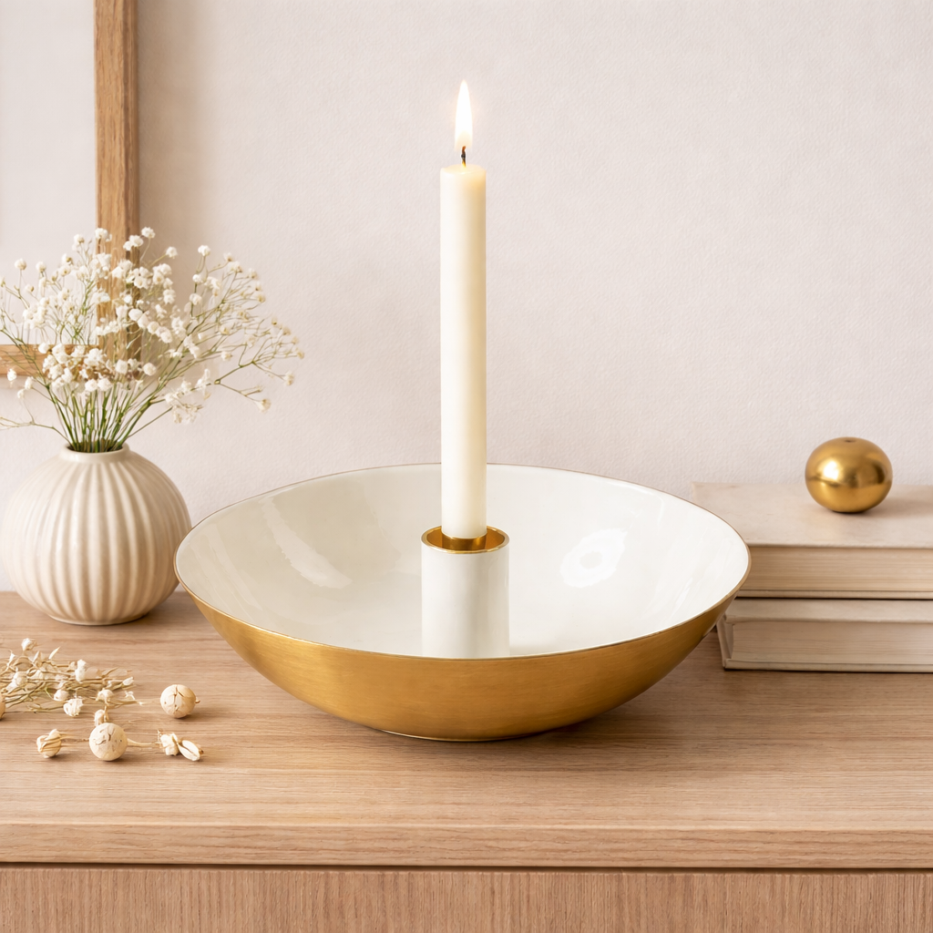Kerzenhalter / Kerzenständer "Schale/Bola" Metall rund für Stabkerzen