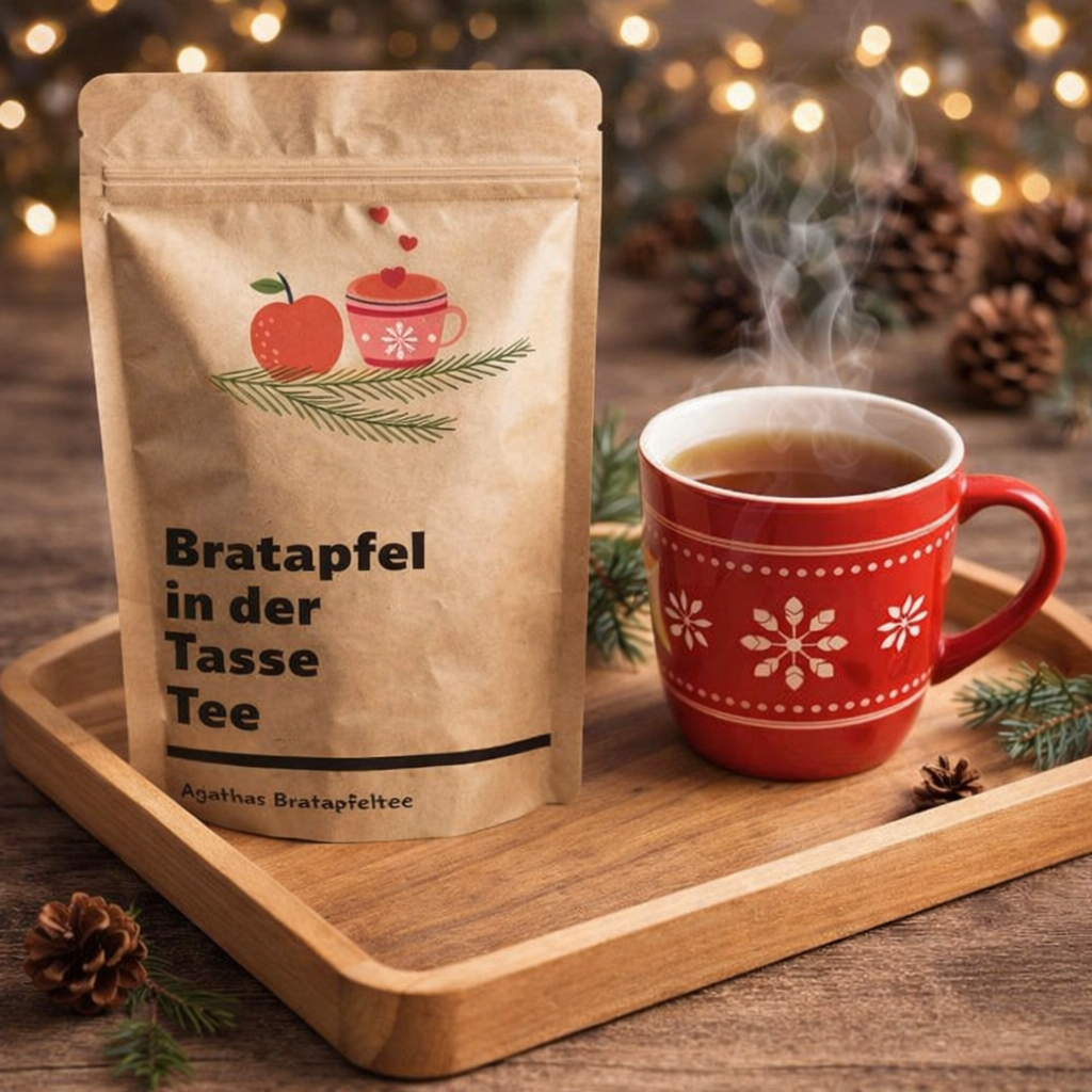 Bratapfel Tee „In der Tasse“ – Weihnachtliches Tee-Geschenk | Handgefertigt von Menschen mit Behinderung (20 g)