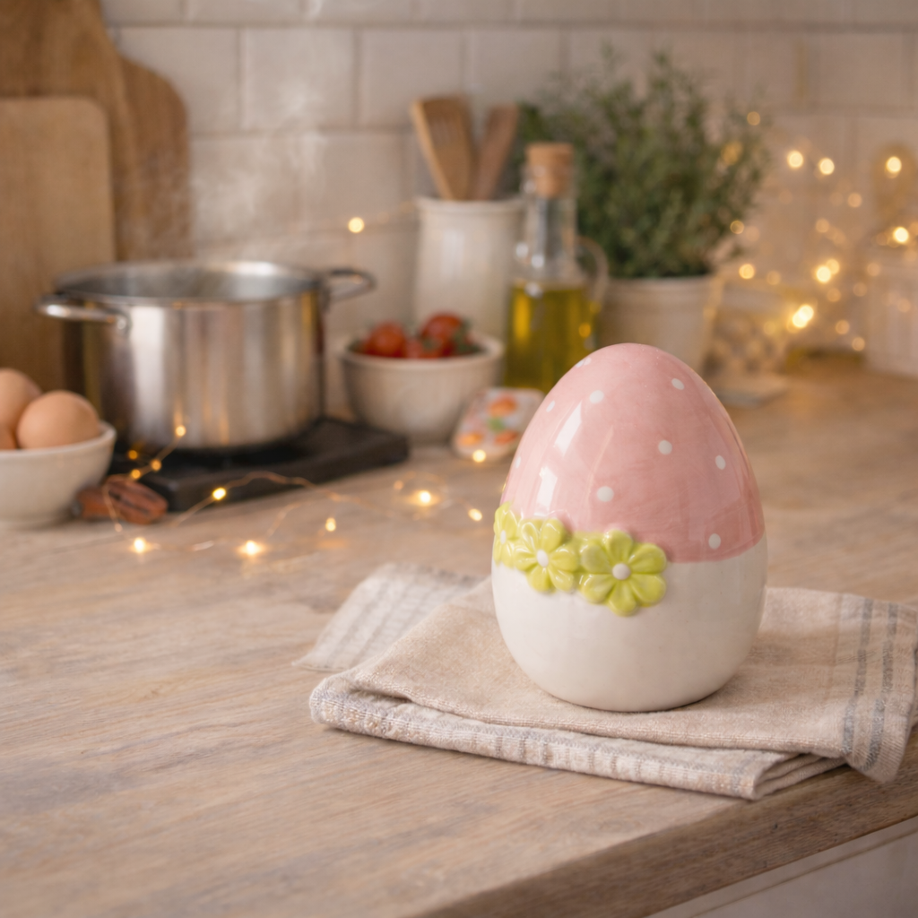 Keramik Ei mit Blume „Doro“ – Oster Deko Aufsteller aus Keramik, 8,5 cm - verschiedene Farben