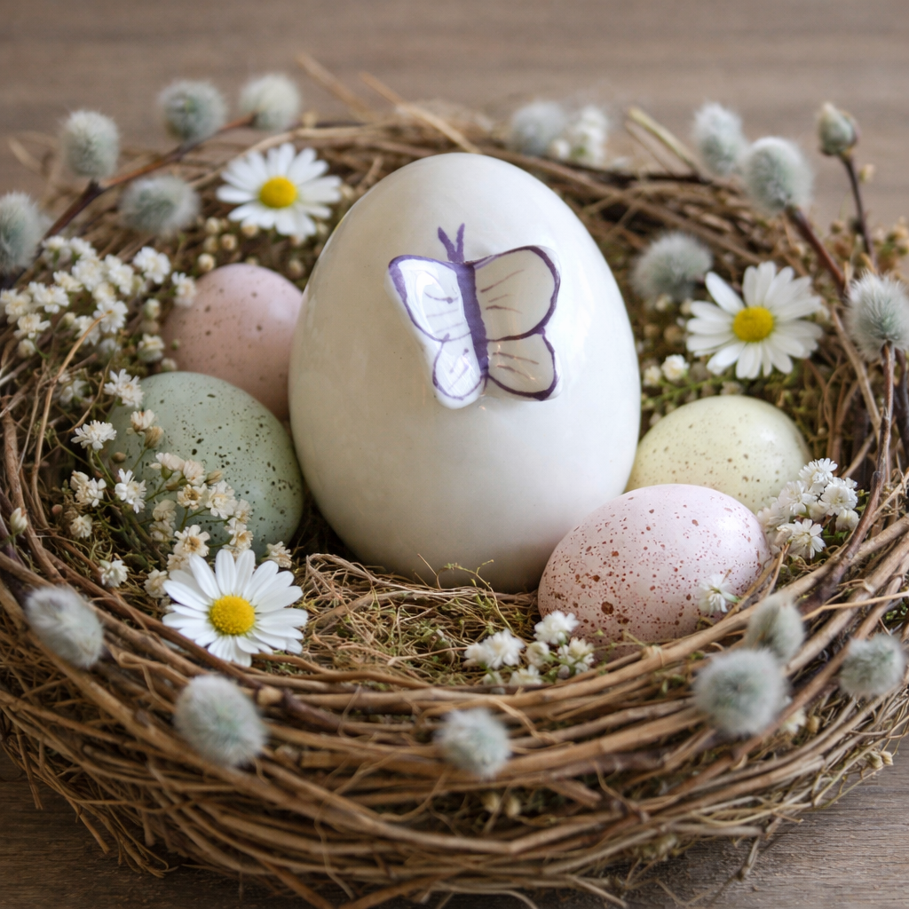 Keramik Ei „Doro“ – Oster Deko Aufsteller aus Keramik, 6 cm - verschiedene Motive und Farben