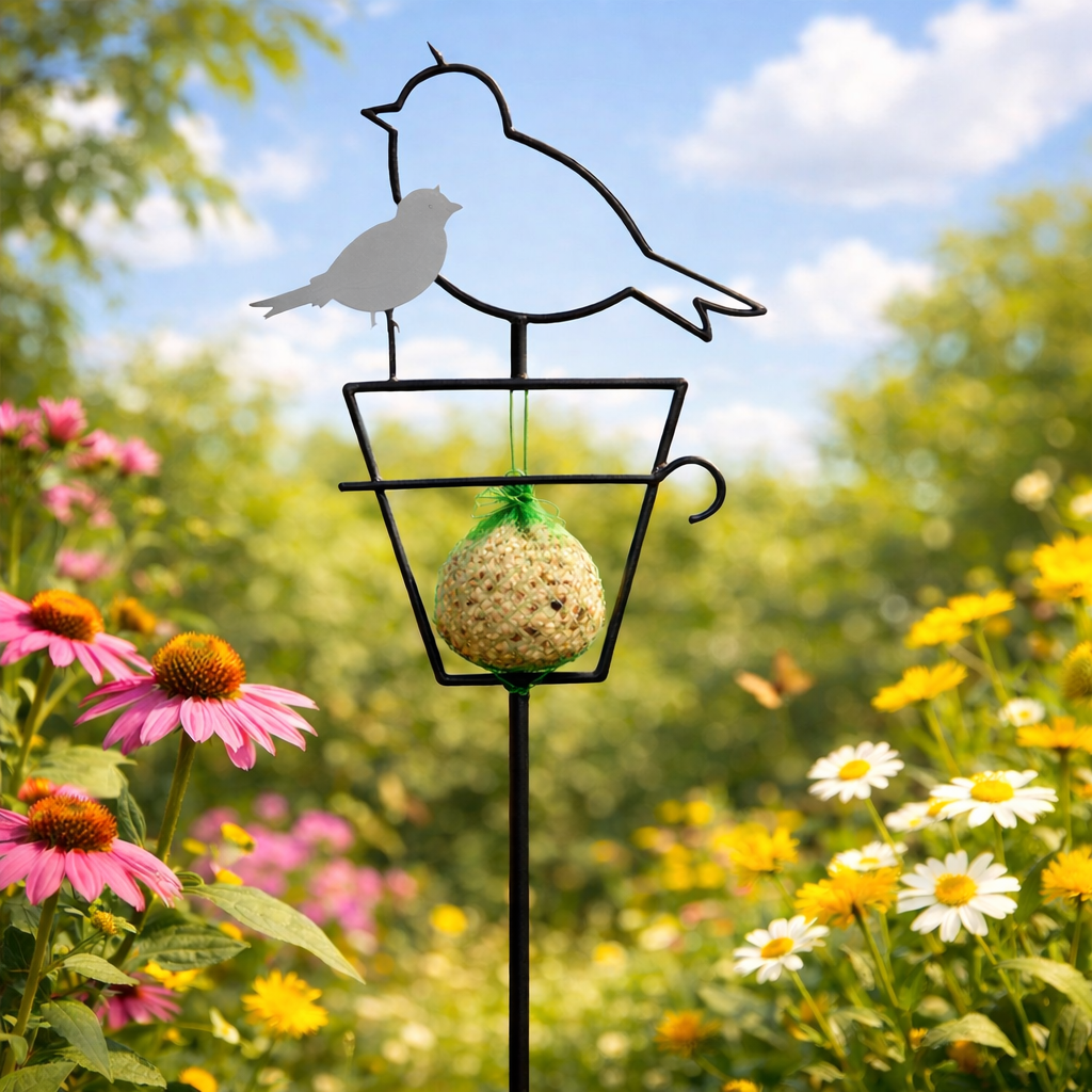 Vogelfutterstick Vogelfutter aus Metall – schwarz – Höhe 125 cm