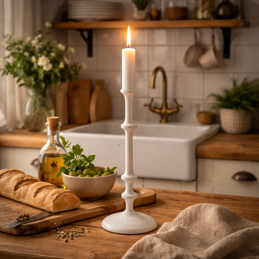 Kerzenhalter "Lifted" aus Metall Ø 2,2 cm – Moderner Kerzenständer für Stabkerzen – schwarz / weiss – verschiedene Höhen