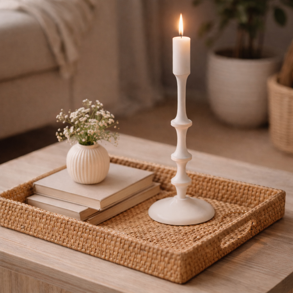 Kerzenhalter "Lifted" aus Metall Ø 2,2 cm – Moderner Kerzenständer für Stabkerzen – schwarz / weiss – verschiedene Höhen