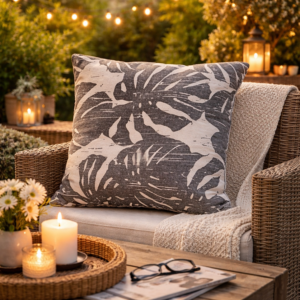 Kissen „Gwen“ 45x45 cm – Zierkissen in Grau-Weiß mit Inlet | Ausstellungsstück stark reduziert