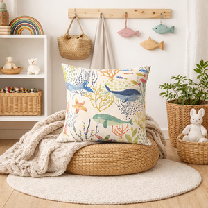 RosenRot Zierkissen „Unterwasser-Welt“ – bunt & fantasievoll (40 × 40 cm)