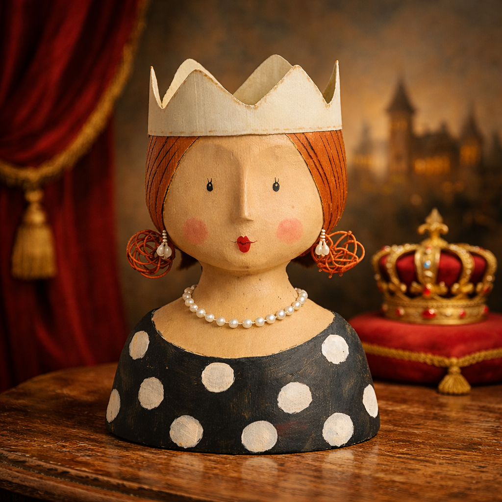 Baden Königin Kopf Lady "Frieda" Ladykopf / Gipskopf / Dekokopf aus Kunststoff – natur – Höhe 24 cm