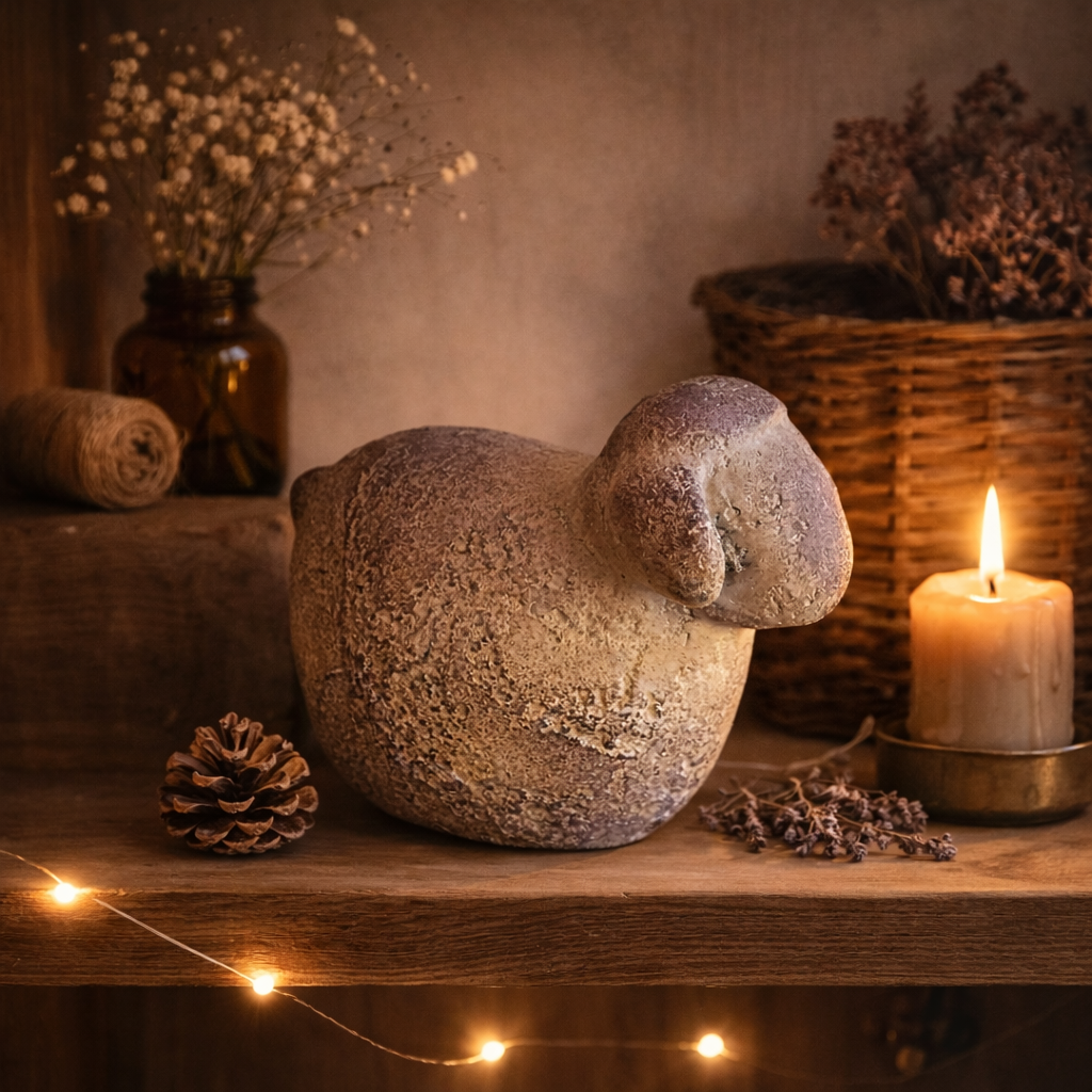 Schaf "Hasli" aus Beton / Aufsteller / Dekofigur / Ostern – Mauve – Höhe 10,5 cm