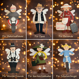 Schutzengel auf Karte / Glücksbringer – verschiedene Motive – Metall – 9 cm