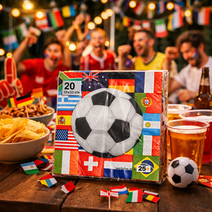 MTK Fussball Servietten 33x33 cm – 20 Stück | Party Deko Mehrfarbig