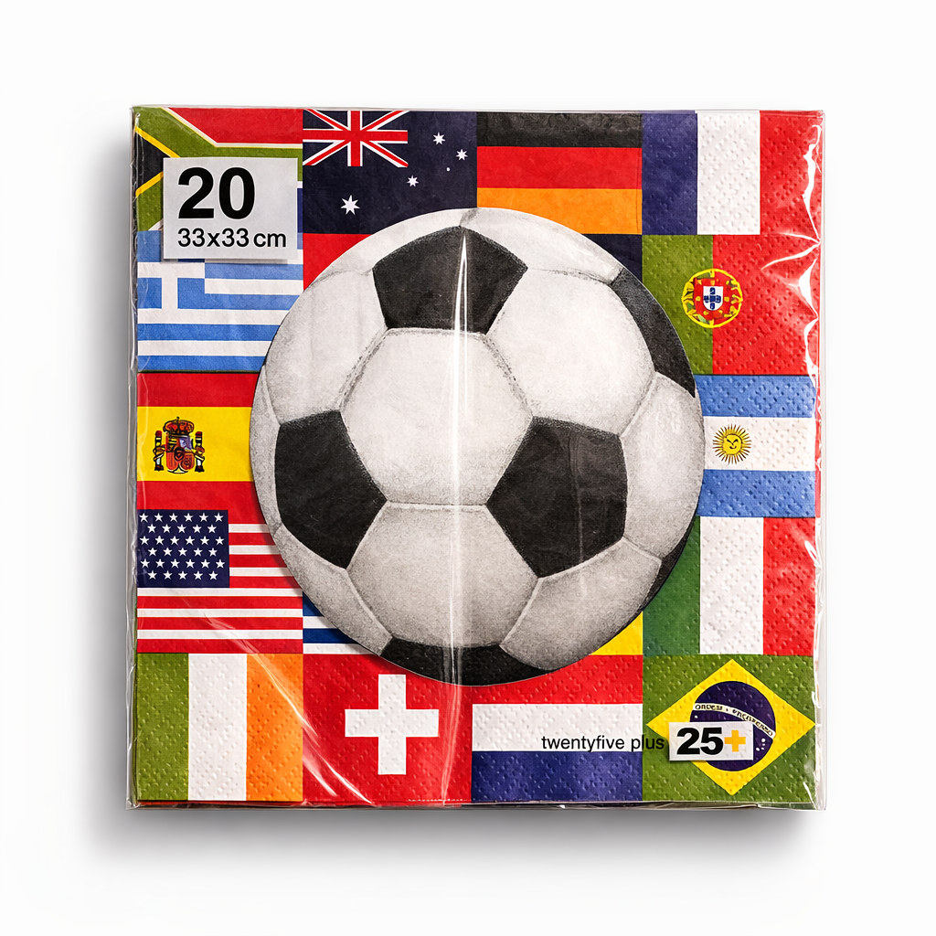 MTK Fussball Servietten 33x33 cm – 20 Stück | Party Deko Mehrfarbig