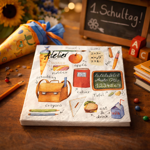 Atelier Serviette Einschulung – mehrfarbig, 33×33 cm, 20 Stück