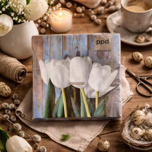 Paper+Design Serviette "Tulpe" – Blau-Weiß-Grün, 33×33 cm, 20 Stück