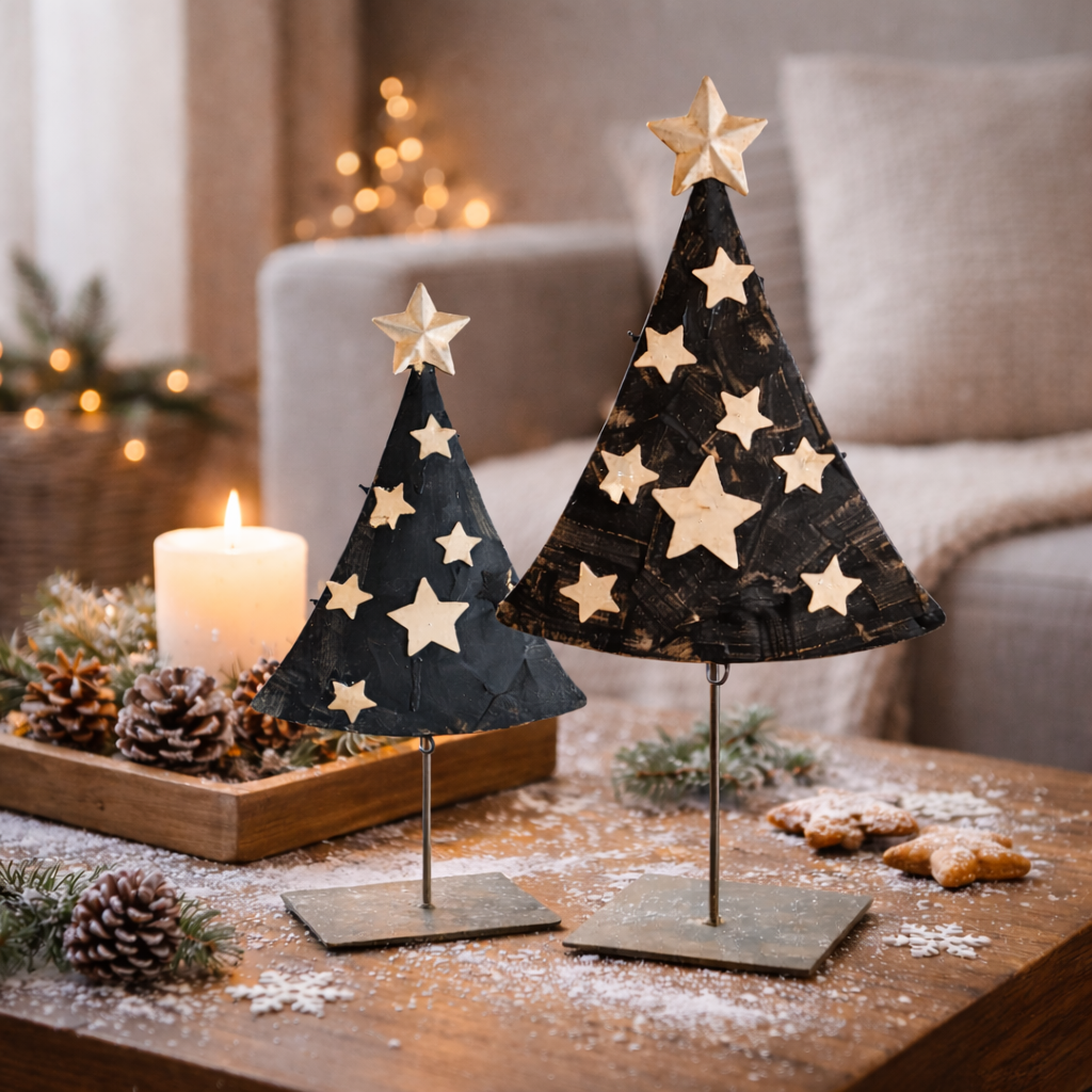 Tannenbaum Aufsteller Weihnachten – Blaue Dekofigur in verschiedenen Höhen