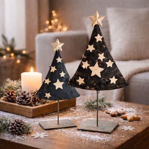 Tannenbaum Aufsteller Weihnachten – Blaue Dekofigur in verschiedenen Höhen