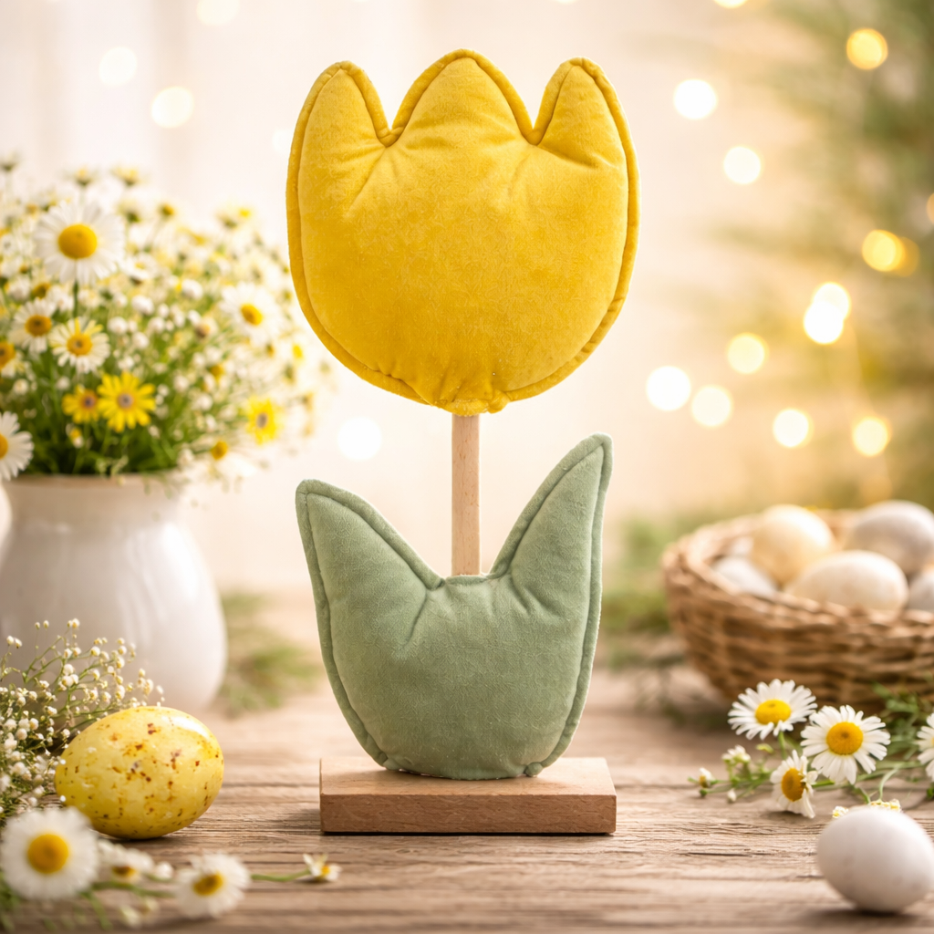 Tulpe aus Stoff und Holz / Stofftulpe / Dekotulpe / Aufsteller / Ostern – verschiedene Farben – verschiedene Höhen