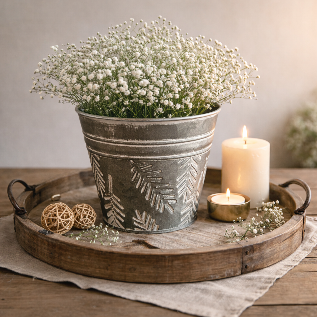 Übertopf / Topf / Vase "Granna" Metall cultus / Weihnachten – silber-weiss – verschiedene Masse