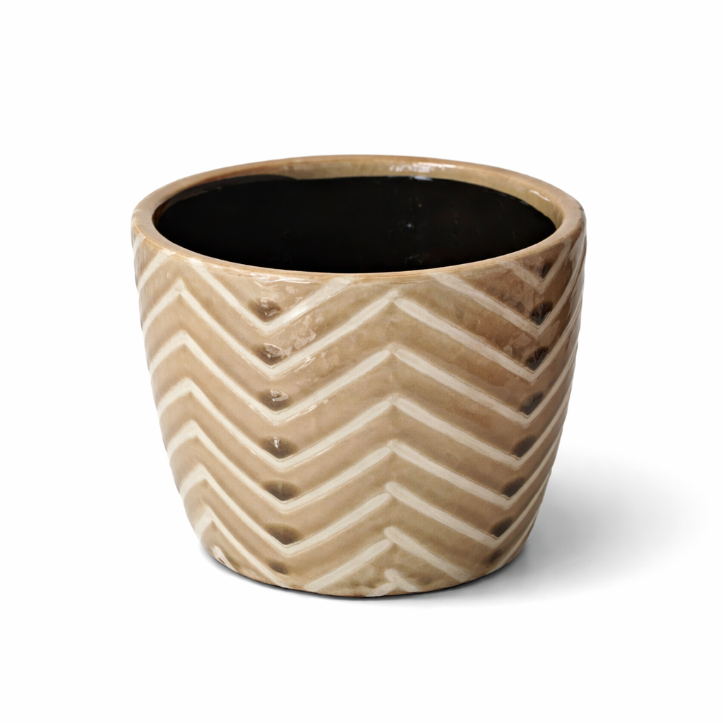 Übertopf Beige-Braun 11 x 9 cm – Vintage Blumentopf | Austellungsstück - Einzelstück stark reduziert