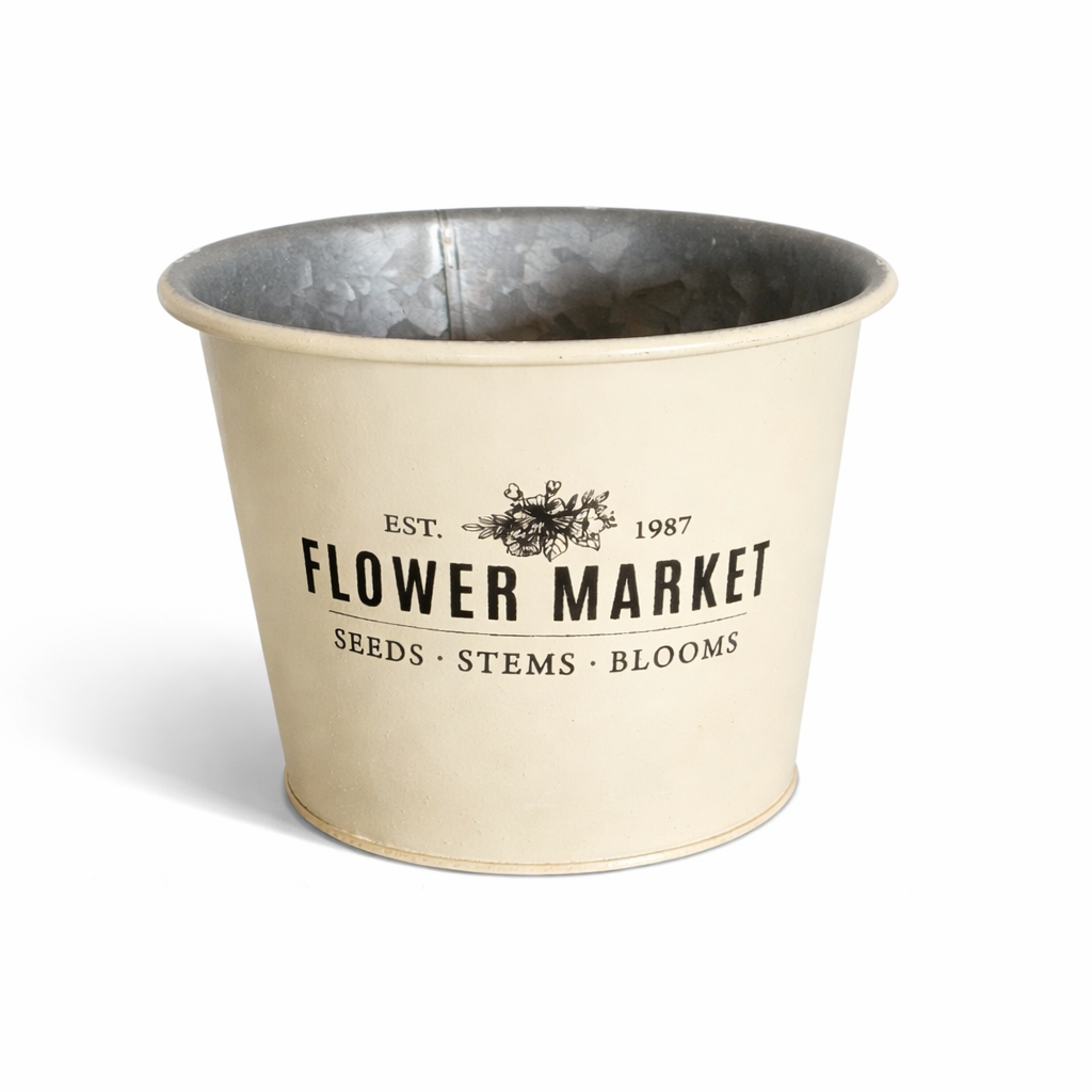 Übertopf „Flower Market“ aus Metall – Vintage Kräutertopf in verschiedenen Farben & Größen