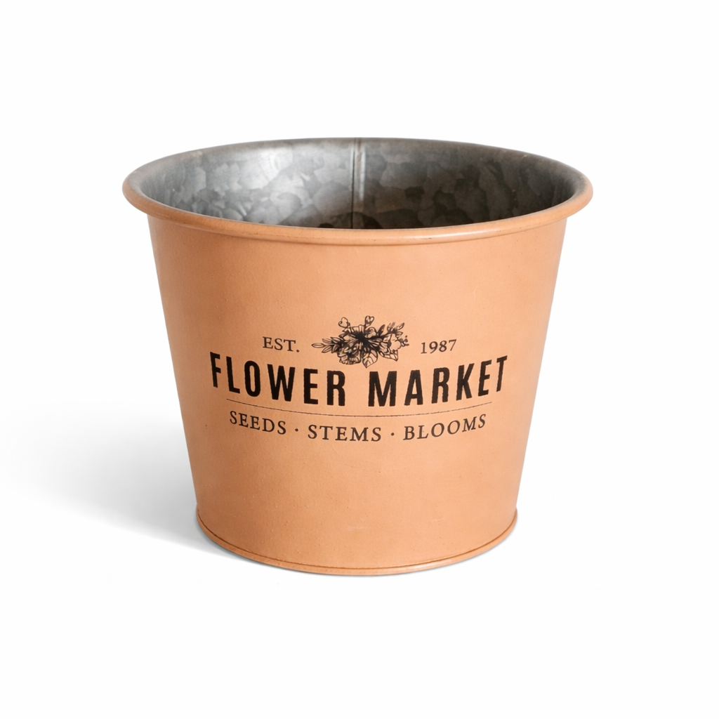 Übertopf „Flower Market“ aus Metall – Vintage Kräutertopf in verschiedenen Farben & Größen