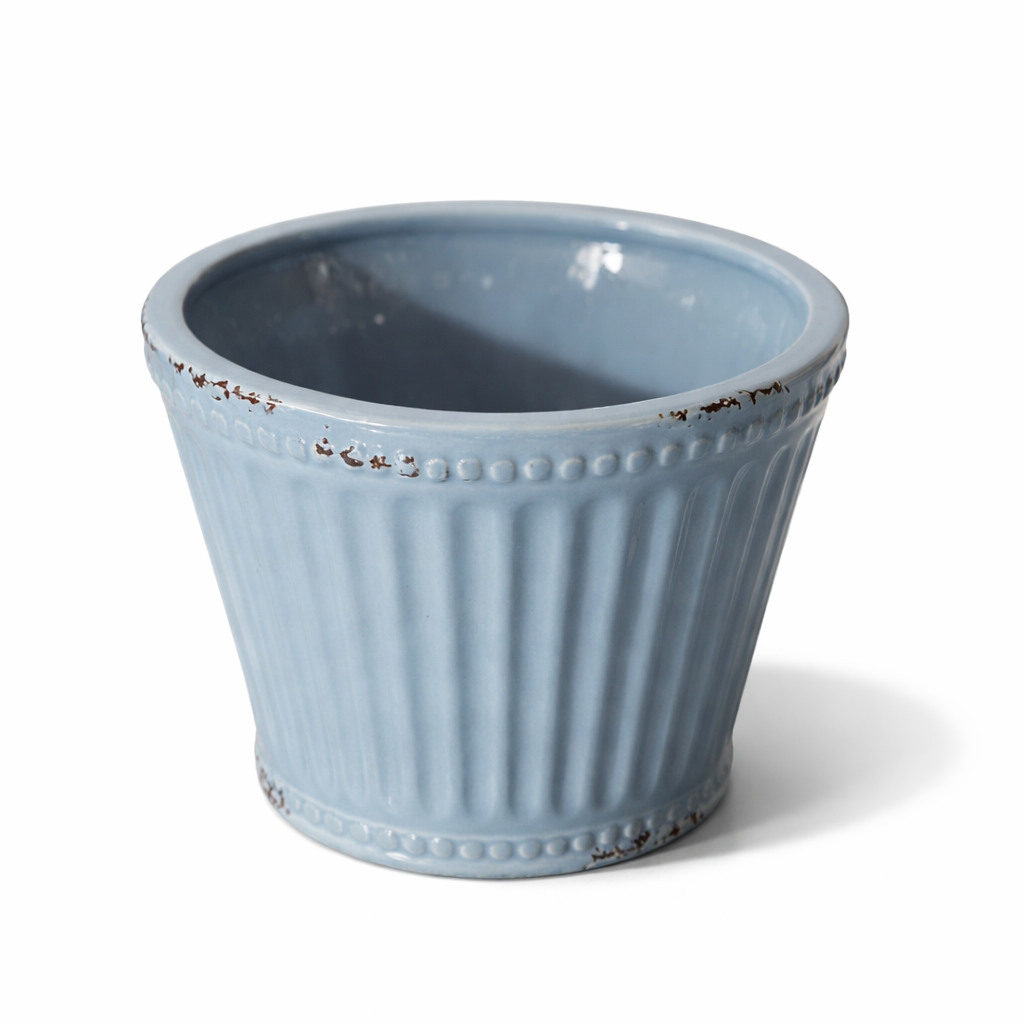 Übertopf Türkis 14x12 cm – Vintage Blumentopf | Austellungsstück - Einzelstück stark reduziert