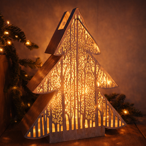 Windlicht Weihnachtsbaum Metall grau – Kerzenhalter für Teelicht zum Hängen – Weihnachtsdeko 30 cm