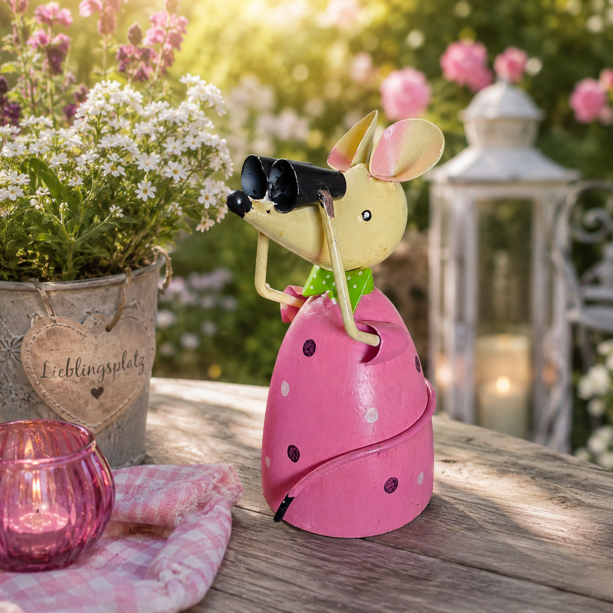 Zaunhocker Maus aus Metall – Niedliche Gartenfigur für Zaun, Balkon & Terrasse | Verschiedene Motive