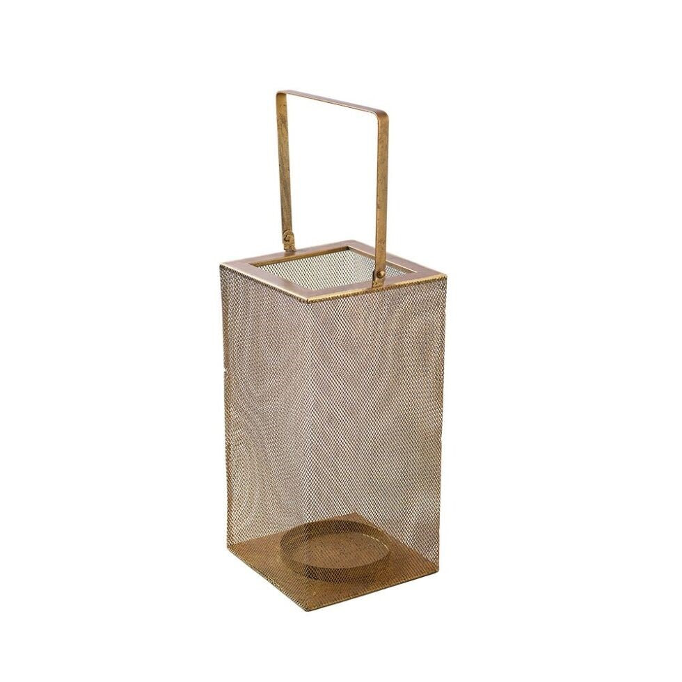 Metall Laterne / Windlicht zum Hängen "Industry" – gold – 15 x 15 x 30 cm