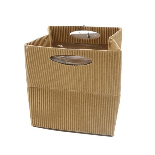 Set Papier Taschen / Übertopf / Blumenübertopf aus Wellpappe (12 Stück) – Natur – verschiedene Größen