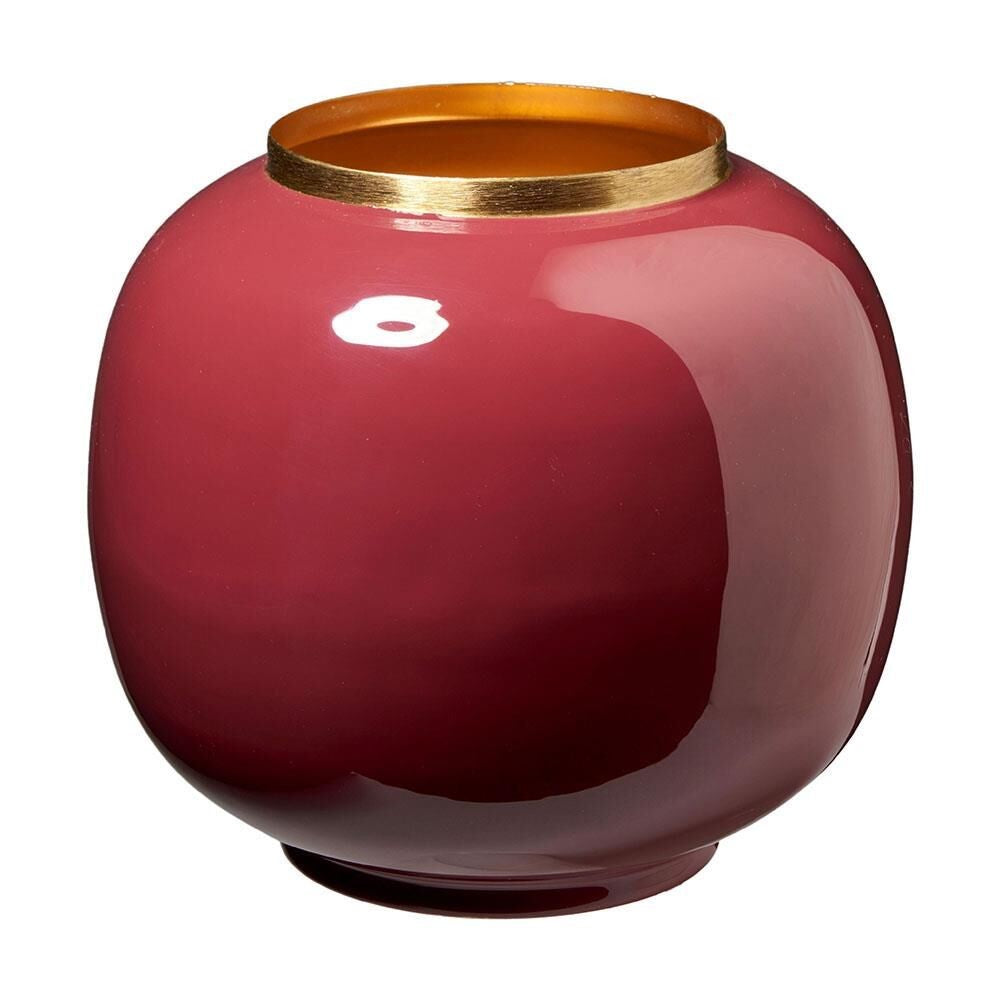 Vase / Blumenvase / Dekovase "Goldrand" aus Metall – verschiedene Farben – Höhe 16 cm / Ø 18 cm