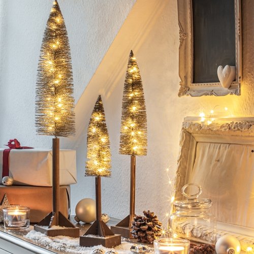 Tannenbaum Holz+Polyester Die – / Idee! sil beleuchtet Hurlebaus / Fensterdeko – Simone Weihnachten