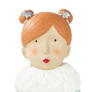 Baden Lady "Stella" Ladykopf / Büste / Dekokopf mit Dutt – blau-weiss-beige – Höhe 26 cm