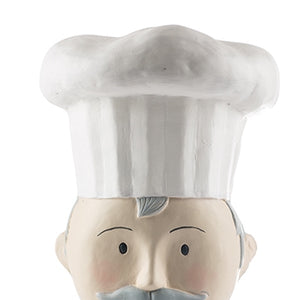 Baden / Kopf / Dekokopf / Aufsteller "Alfredo" Koch aus Gips – weiss-grau-schwarz – Höhe 30 cm