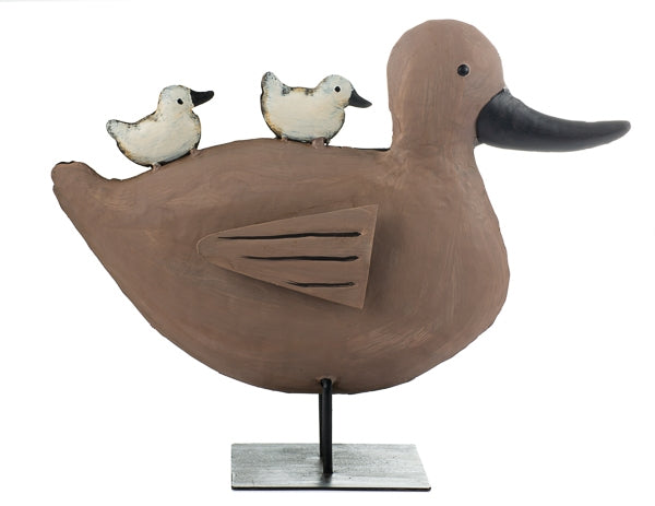 Dekofigur Ente mit Küken aus Metall / Tierfigur / Osterdeko – verschiedene Farben – Höhe 24 cm