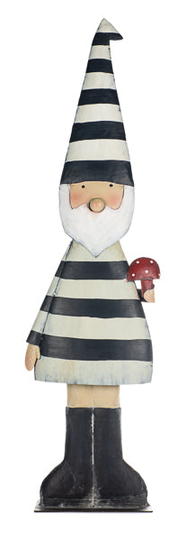 Gartenzwerg / Zwerg aus Metall / Gartenfigur / Dekofigur mit Fliegenpilz – schwarz-weiss – verschiedene Motive – Höhe 90 cm